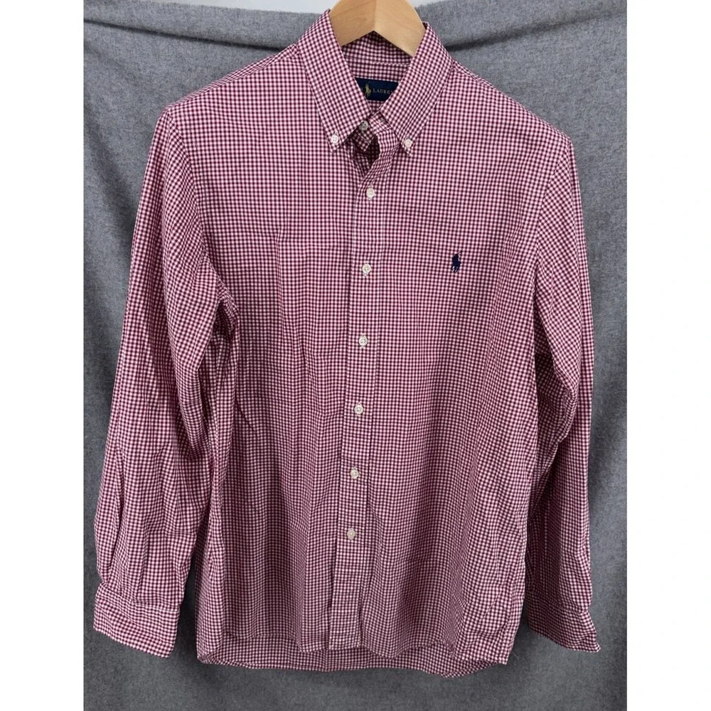 Polo Ralph Lauren Red White Gingham Check Button Down Mens Large